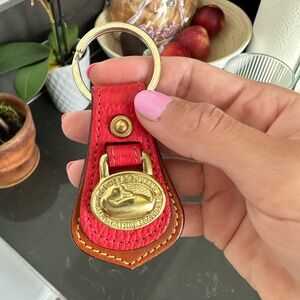 Dooney & Bourke Leather Key Chain- Red and Brown